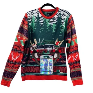 Blizzard Bay Herren großer holografischer Weihnachtspullover Ugly Rentier Truck - Bild 1 von 8