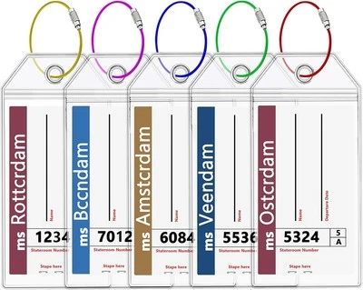 BODUOYEJIEYI Holland America Luggage Tag Holders, Clear Cruise Wide-5Pack,