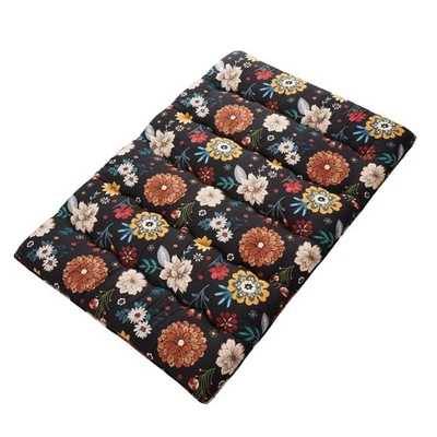 Japanese Futon Mattress Black Floral Full Size 3"Foldable Floor Bed Portable Mat - Image 1 of 4