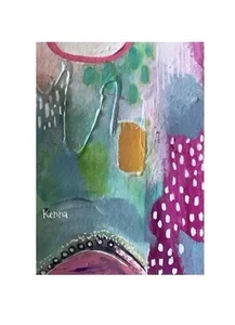 Aceo Painting Original Art Collector Card by Kenna Abstract 2.5” X 3.5” - Picture 1 of 3