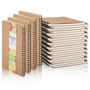 12 Pack A5 Spiral Notebook Kraft Cover Blank Journal Notebook for Office School - Picture 1 of 11