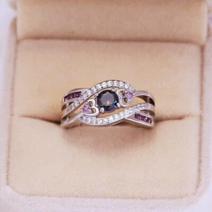 2 Ct Round Cut Simulated Amethyst Women's Engagement Ring 14K White Gold Plated - Picture 1 of 4