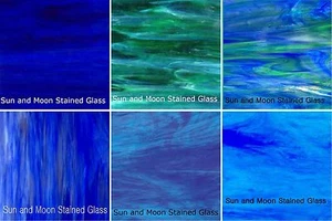 Paquete de láminas de vitral 8X10 (6 hojas de vidrio Wissmach): SHADES OF BLUE OCEAN  - Imagen 1 de 1