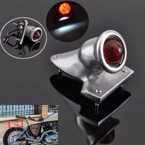 Universal Red Rear LED Tail Light Aluminum Fit for Harley Chopper Bobber Vintage - Picture 1 of 12