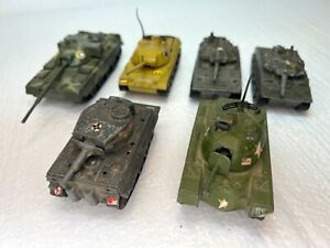 6 vintage Zylmex Diecast Tanks- Tiger, Leopard, Patton, Sheridan, Chieftain