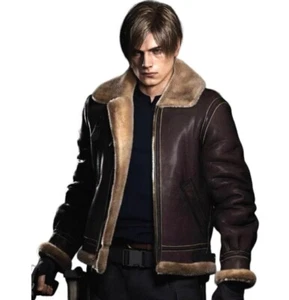 Resident Evil 4 Leon S Kennedy Cappotto Cosplay Uomo Pelle Spessa Giacca Casual | - Foto 1 di 6