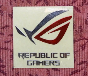 Asus Republic of Gamers Silver & Red Chrome See Through Sticker 30 x 32mm ROG - Picture 1 of 1