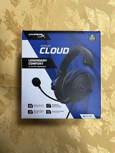HyperX Cloud Wired Stereo Over Ear Gaming Headsets - Black/Blue-NEW! - Picture 1 of 6