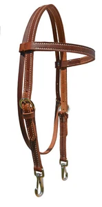 Harness Leder Stirnband Training Kopfstück mit Druckknöpfen an Bit Enden USA - Bild 1 von 3
