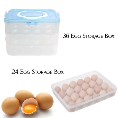 Egg Holder Boxes Tray Storage Box Eggs Refrigerator Container Plastic Case  - Image 1 of 4