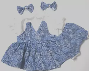Cabbage Patch Doll Clothes: Fit 16" Doll:Blue Paisley ..Jumper Set: 5Pc - Picture 1 of 1