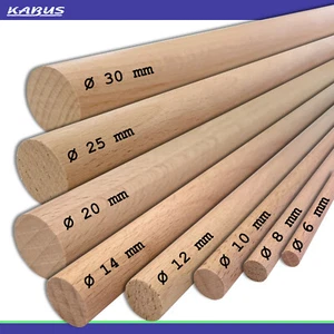 Kabus Holzstäbe Rundstäbe Holzstangen Buche 1 m lang 8 Durchmesser zur Auswahl - Bild 1 von 18