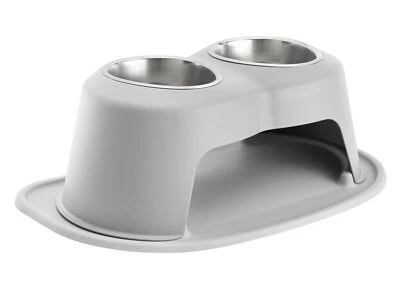 Sistema de alimentación de mascotas de WeatherTech soporte doble alto para perro/gato en gris claro Foto 1 de 2
