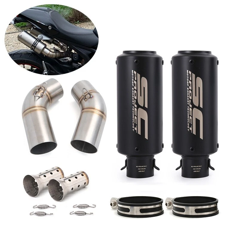 Slip for Ducati Monster 696 796 795 1100 Exhaust System Mid Pipe Black Muffler - Image 1 of 4