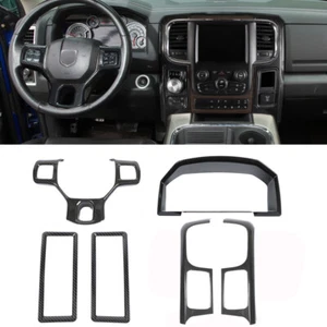 6x Carbon Fiber Steering Wheel Dash Cover Trim Kit For Dodge Ram 1500 2010-2017 - Picture 1 of 16