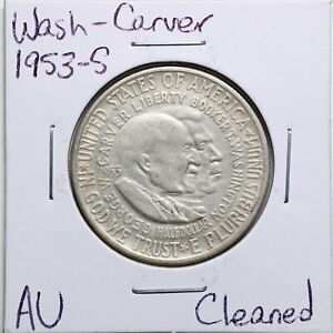 1953-S 50C Washington-Carver Commemorative Half Dollar w AU Detail Cleaned #1406