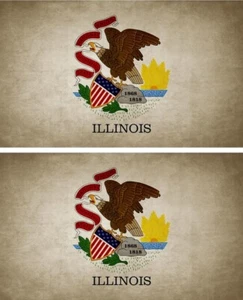 2x Sticker Flag Vintage Chic Distressed USA Illinois - Picture 1 of 1