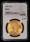 1904 $20 Liberty Gold Double Eagle - Luster - Strong Coin - NGC MS 61 - G3224