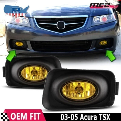 Par de luces antiniebla amarillas para conducción Acura TSX 2004-2005 con bisel + cableado + kit de interruptor Foto 1 de 4