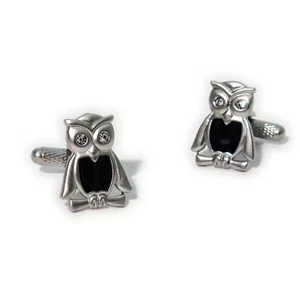 Wise Owl Cufflinks by Onyx-Art New in Gift Box CK047 - Picture 1 of 3