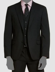 $595 Alfani Men's Black Slim-Fit Stretch 3-Piece Suit Jacket Pants Size 36R - Picture 1 of 6