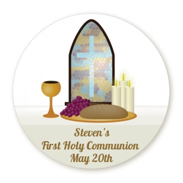 Communion Collage - Round Personalized First Holy Communion Sticker Labels - Image 1 of 2