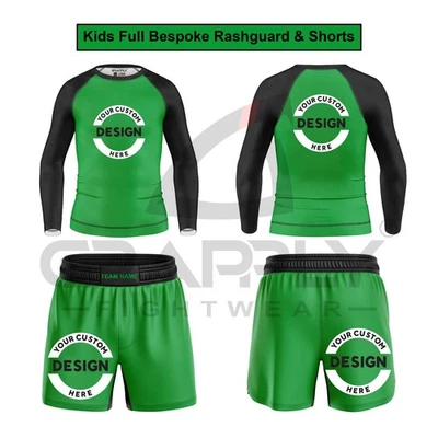 CUSTOM Kids BJJ Kit Youth BJJ NOGI Set Custom Design BJJ Rashguard Shorts - Image 1 of 4