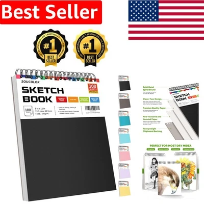 Cuaderno de bocetos de artista grueso encuadernado en espiral de 68 lb, sin ácido - 9x12 pulgadas, 100 hojas Foto 1 de 4