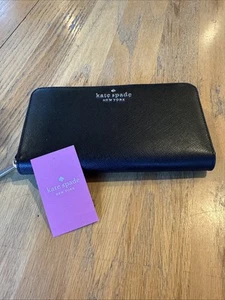 NUEVA Cartera Continental Kate Spade Staci Grande Cuero Saffiano Negra Nueva con Etiquetas - Imagen 1 de 13