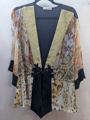 Spencer Alexis Jacket Womens XL Kimono Asian Silk Floral Sheer Lace Boho - Image 1 of 3