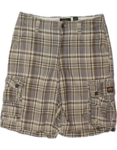 EDDIE BAUER Mens Cargo Shorts W33 Medium Grey Check Cotton S202 - Picture 1 of 4