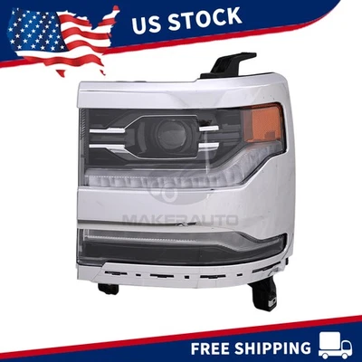 Full LED Headlight Left Side for 2016-2018 Chevy Silverado 1500 w/ Chrome Bezel - Image 1 of 4