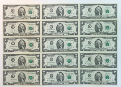 LOT OF 15  Crisp Two Dollar Bills- Uncirculated Sequential Serial # $2 Bill - Image 1 of 2