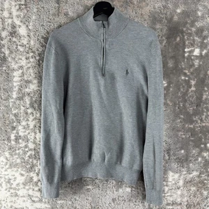 Polo Ralph Lauren Sz L Pima Cotton Minimalist Mock Neck Sweater Gray Long Sleeve - Picture 1 of 8