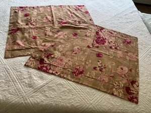 POTTERY BARN MANCHESTER ROSE LINO MARRONE CHIARO, ROSA, ROSSO, COPPIA SHAMS STANDARD #229 - Foto 1 di 11