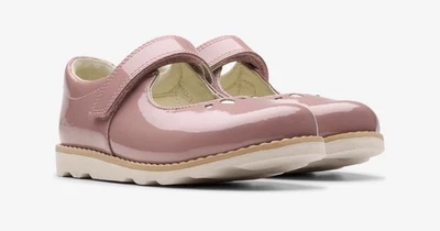 Clarks Shoes Crown Jane Dusty Pink Patent Shoe Girl's Shoe UK 11G - Image 1 of 4