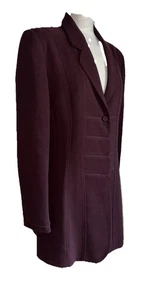 CAROLINE CHARLES BURGUNDY WOOL LONG LINE FULLY LINED WOOL JACKET SIZE 16 - Picture 1 of 14