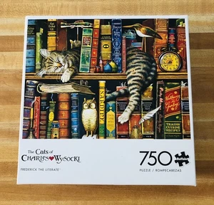 New Buffalo Games The Cats of Charles Wysocki Frederick The Literate 750 Piece - Picture 1 of 9