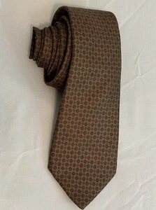 OSCAR DE LA RENTA Brown Men's Necktie 58 X 3 Inches Vintage Tie - Picture 1 of 4