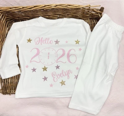 New Years Eve Baby girl Or Boy personalised Set 0-3m 3-6m 6-9m 9-12m 1/2y 2/3y - Image 1 of 4