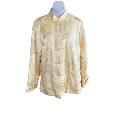 Chaqueta hinchada para hombre amarilla china colorida Tang Dragon talla XL Foto 1 de 4