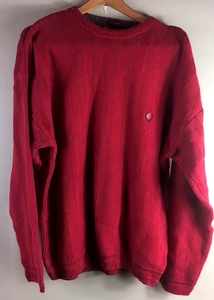 VTG Chaps Ralph Lauren Red Hand Framed Chevron Knit Sweater Pullover Mens XL 90s - Picture 1 of 9