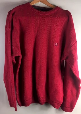 VTG Chaps Ralph Lauren Red Hand Framed Chevron Knit Sweater Pullover Mens XL 90s - Image 1 of 4