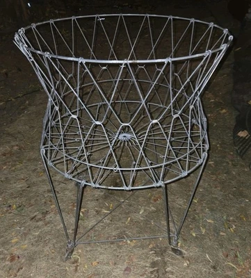Vintage Mid Century Collapsible Metal Laundry Basket - Image 1 of 4