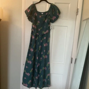 Justice Girls Jumpsuit Large 12/14 Jade Floral Elastic Waist - Picture 1 of 7