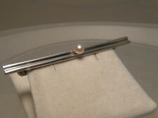 antik Stabbrosche schlicht 835 Silber 1 echte Perle a 4 mm L 5 cm 2,5 g poliert