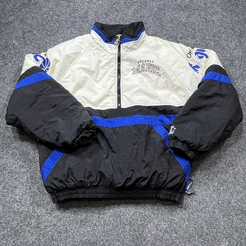 Vintage Starter Jacket Orlando Magic 90's Coat Mens Size L NBA Pullover White Cover