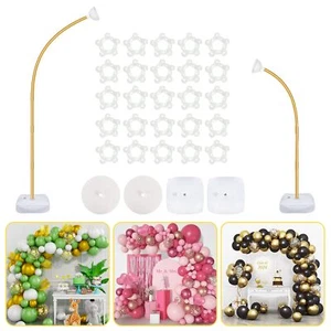 8FT & 6FT Gold Balloon Arch Stand Kit Bending Top Balloon Arch Column Kit wit... - Picture 1 of 7