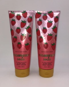 NEW Lot Of 2 Bath & Body Works STRAWBERRY SODA Body Cream 8 Oz - Ships For FREE! - Picture 1 of 1