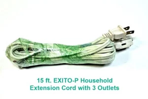 15 ft. EXITO-P Household Extension Cord with 3 Outlets, Polarized - WHITE - Picture 1 of 5